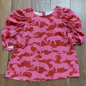 Crosby Red and Pink Leopard Print Blouse